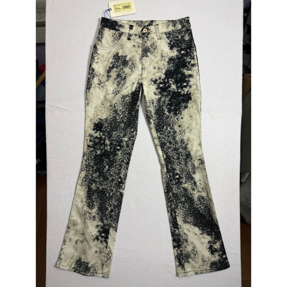 Cover Denim - Deadstock Vintage Y2K Cover Italy Cow Print Acid Wash Flared Jeans 30 NWT